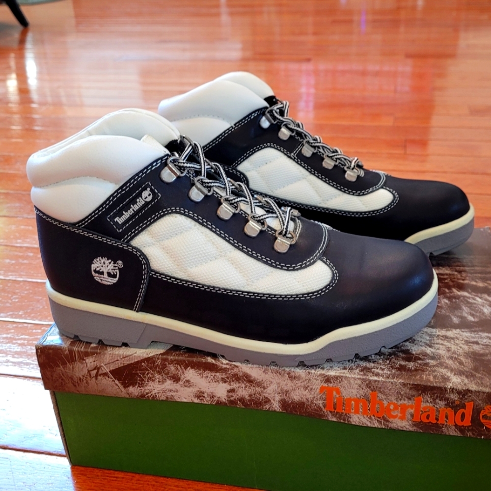 Timberland: Junior Field Boots. Black and White Quilt Colorway.